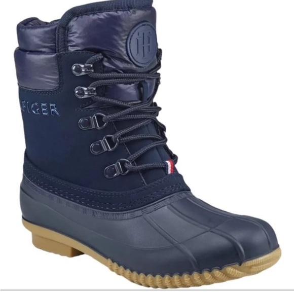 Tommy Hilfiger Womens Muddy Wellies Cold Weather Rain Boots Navy 7 Medium (B,M) - Picture 2 of 3